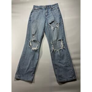 American Eagle Women's Curvy 90s Straight Leg Distressed Jeans - Sz 4 (28x29.5)